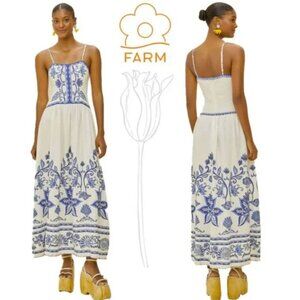 Farm Rio Off-White Shell Garden lenzing™ ecovero™ euroflax Midi Dress